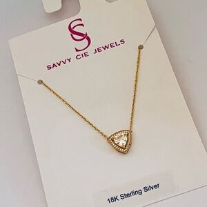 Savvy Cie Jewels Cubic Zirconia Trillion Halo Pendant Necklace